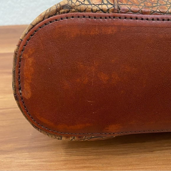 Vintage BRAHMIN Pecan Toasted Almond  Embossed Croc Leather Shoulder Purse Bag - Picture 13 of 16